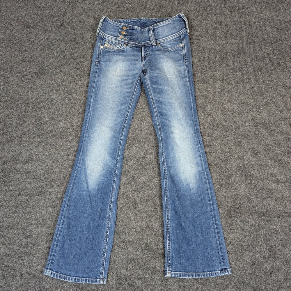 Diesel Cherock L.30 Flare Jeans Blue Denim Triple Button High Waist Size 25